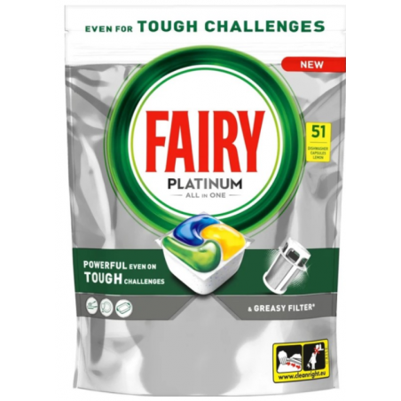 Fairy Platinum Kapsułki do Zmywarki Lemon 51 sztuk
