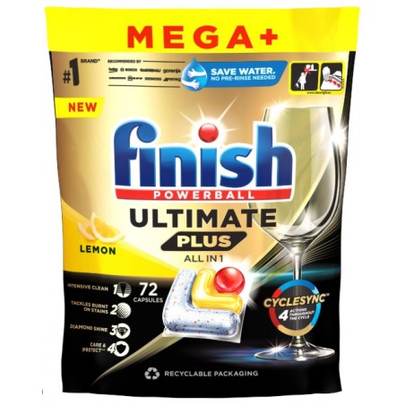 Finish Ultimate Plus Kapsułki do Zmywarki Lemon 72 sztuki