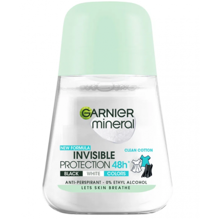 Garnier Mineral Antyperspirant Invisible Protection Clean Cotton 48h 50ml