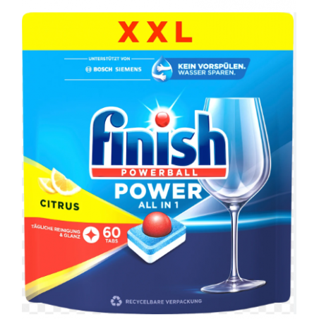 Finish Power Kapsułki do Zmywarki All in 1 Citrus 60 sztuk