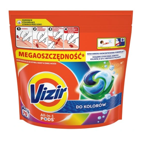 Vizir All in 1 Pods Kapsułki do Prania Kolorów 70 sztuk