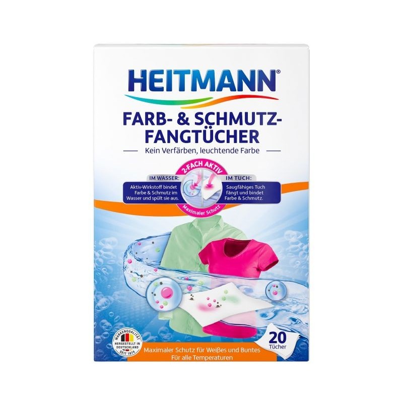 HEITMANN Chusteczki Wyłapujące Kolor i Brud 20szt DE